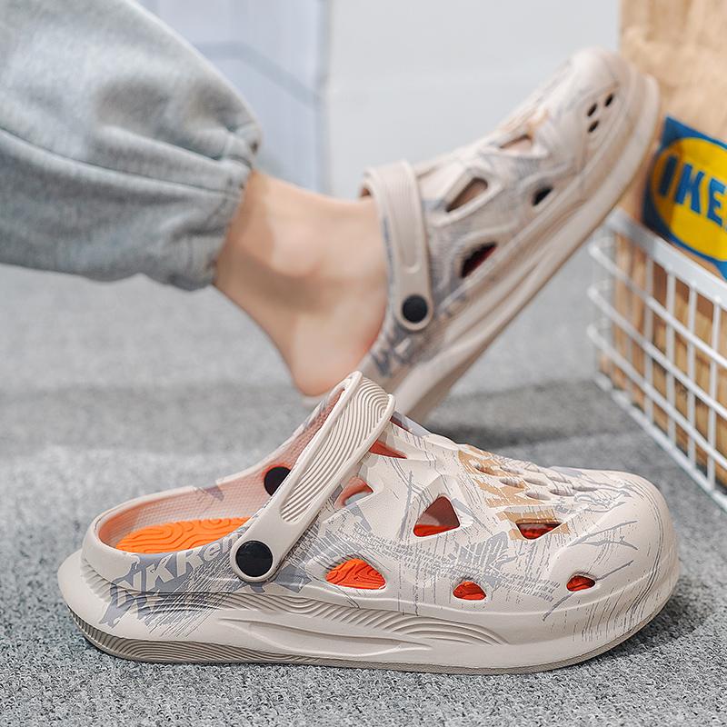 Internet Celebrity Hole Shoes Men's Summer Wear Stepping On Shit Feeling Non-slip Bag Head Slippers Men's Outdoor Summer Beach Sports Sandals