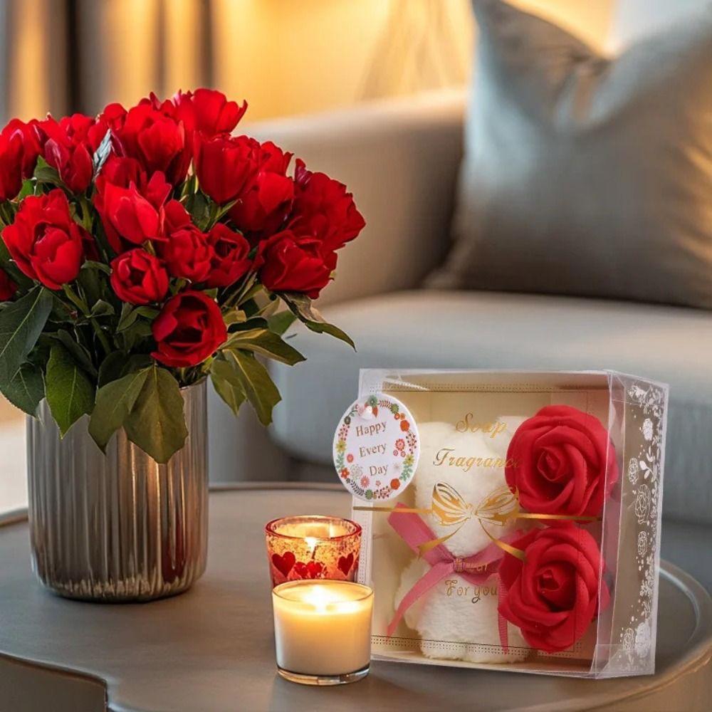 Rose Festival Gifts Soap Flower Towel Bear Gift Box Towel Bear Soap Flower Gift Box Birthday Party