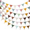 Fabric Bunting Banner, 2 Pack Handmade Neutral String Banner with Tassel Each 8.5 ft 10 Flags Nursery Wall Hanging Wedding Birthday Home Baby Shower