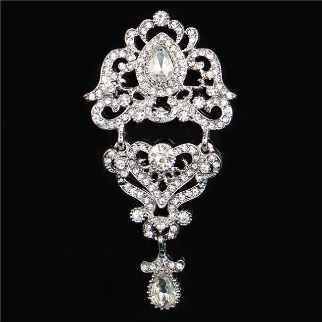DIEZI Luxury Fashion Flower Bridal Brooches for Women Ladies Wedding Crystal Rhinestone Bouquet Brooch pins Dress Accessories