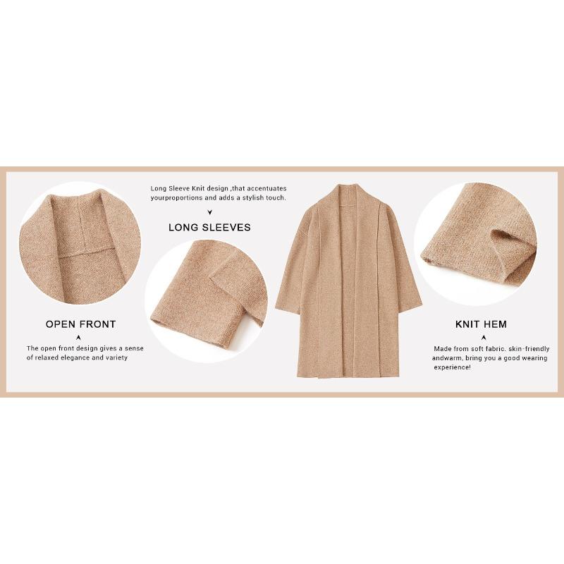 Autumn and Winter European and American Style Foreign Trade Temperament Elegant Long Collarless Cardigan Sweater Women's Coat