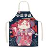 Мультяшный японский милый очаровательный домашний льняной фартук с изображением кота, кухонный маслостойкий домашний чистящий пояс, чехол без рукавов, фартук повара