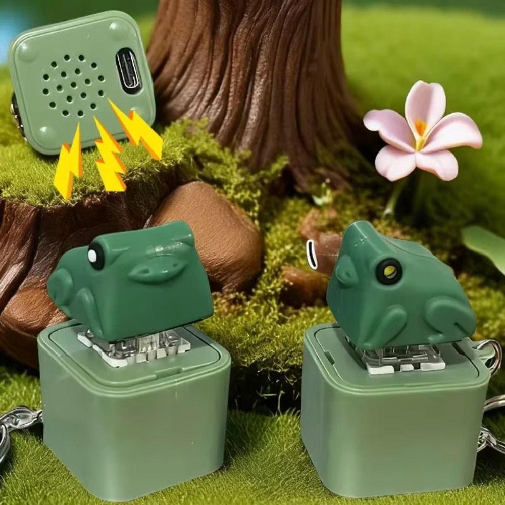 Fingertip Button Frog Croaking Fidget Toy Keyboard Sound Keyring Office Leisure Entertainment