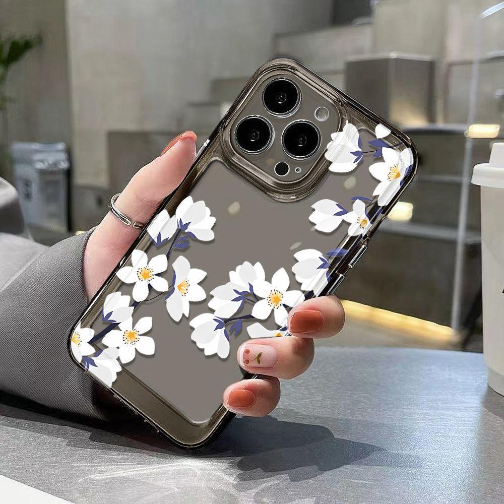 Простой и элегантный цветок, подходит для чехла iPhone17promax space phone, Apple 16 прозрачный 14/13 с мелкими отверстиями 15.
