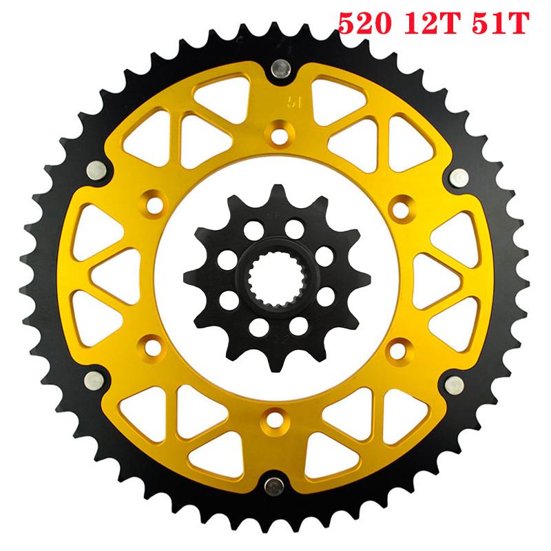 12T 45T-52T 520 Chain Motorcycle Front & Rear Sprocket For SUZUKI RM125 RMZ250 RM-Z 250 RM 125 Y N P R S T V W X K1 K2 K3 K4 K5