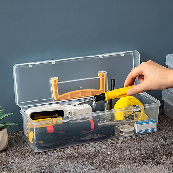 Ящик для инструментов Мелкие детали Отвертки Гаечные ключи Прозрачный контейнер для хранения с регулируемыми отделениями Ударопрочный органайзер