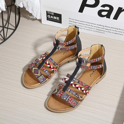 Модные женские босоножки в стиле бохо на плоской подошве, праздничные туфли для женщин, летние женские босоножки 2024 года, новые гладиаторские туфли с открытым носком