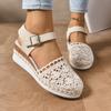 Large Size New Outer Wear Hemp Rope Lace Casual One-word Buckle Bag Head Cool Thick Bottom Wedge Heel