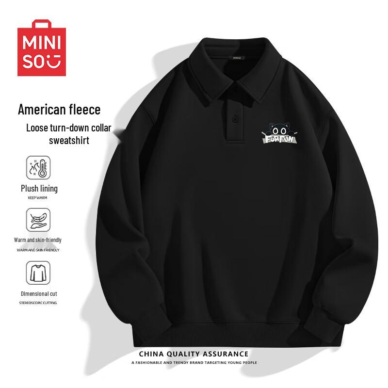 MINISO Unisex Heavyweight Fleece Polo Sweatshirt