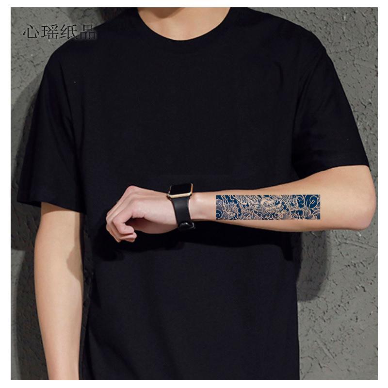 Кольцо на руку, неотражающее, долговечное, водопереводное, травяное, тату-наклейка, длинная полоса, круг, картина укиё, набор тотемов дракона и феникса