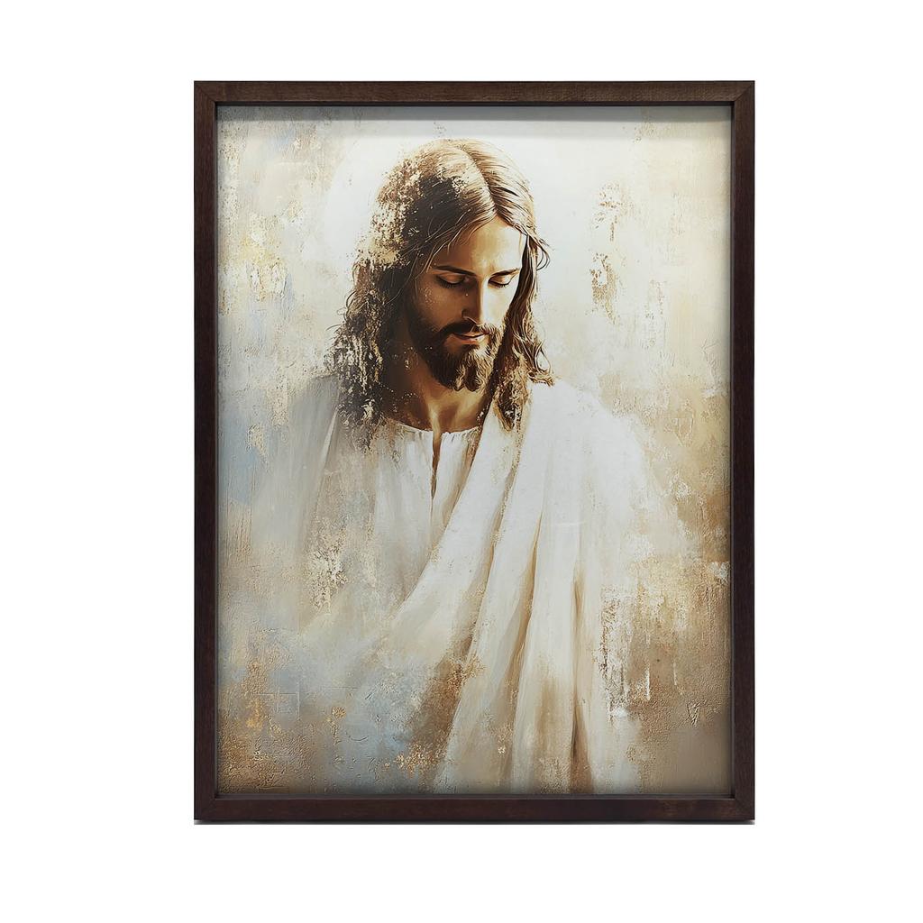 Poster Heart of Love - Portrait of Jesus Poster Heart of Love - Portrait of Jesus, 50X70 Cm, Gold Aluminum Frame, 230 Gsm Matte Paper