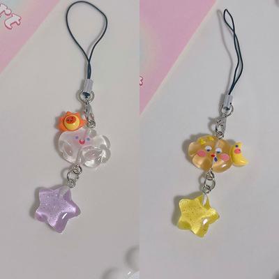 Милая цепочка для телефона с изображением облака и звезды, Kawaii, яркий цвет, ремешок для телефона, брелок для девочек, милый ремешок для мобильного телефона