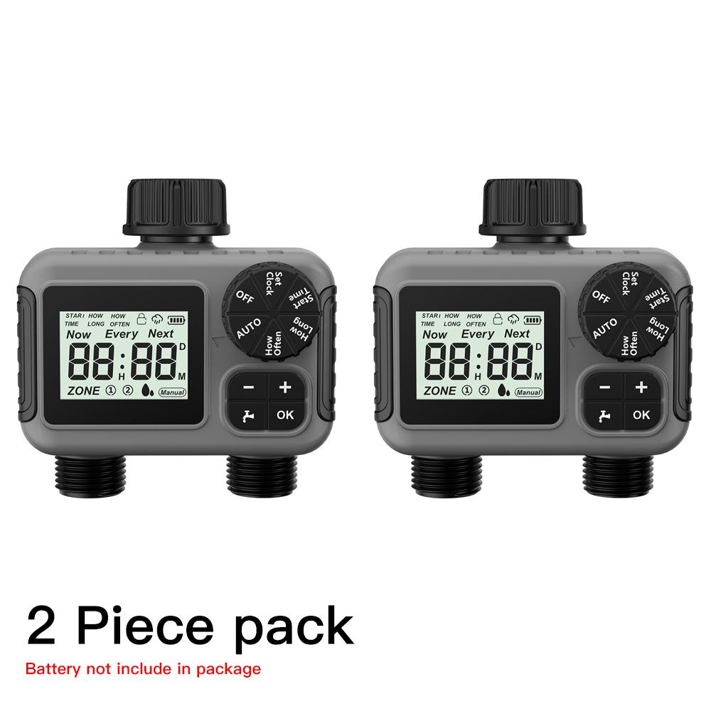 TNCE 1/2 outlet Irrigation Sprinkler Timer IPX5 Rain delay Programmable Water Valve Controller Garden Lawn Yard Drip Soil tester