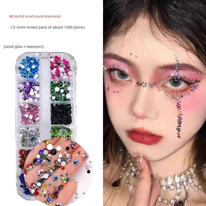 Face Stickers with Rhinestones, Eye Makeup, Bright Diamonds, Tear Diamonds, Pearls, Butterfly Face Stickers for Concerts, Music Festivals, and Dance