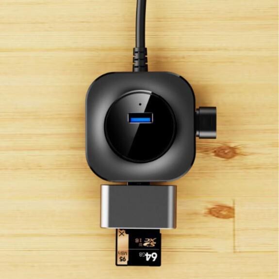4-в-1 USB 3.0 концентратор-разветвитель: Высокоскоростная передача данных по нескольким интерфейсам с возможностью мгновенного чтения