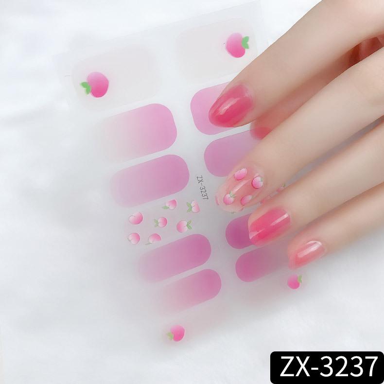 ZX 3D Waterproof No-Cure Gel Nail Wraps, Full Cover Japanese & Korean Style Spring & Summer Nail Stickers, Nail Patch Films