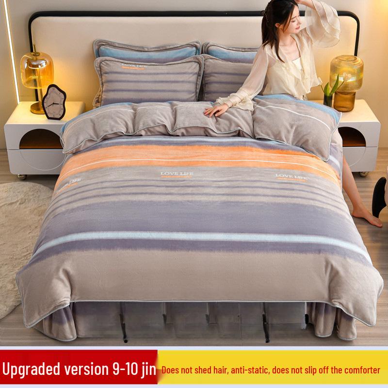 G5Z9 Jin Double-Sided Thickened Velvet Four-Piece Bedding Set for Weddings