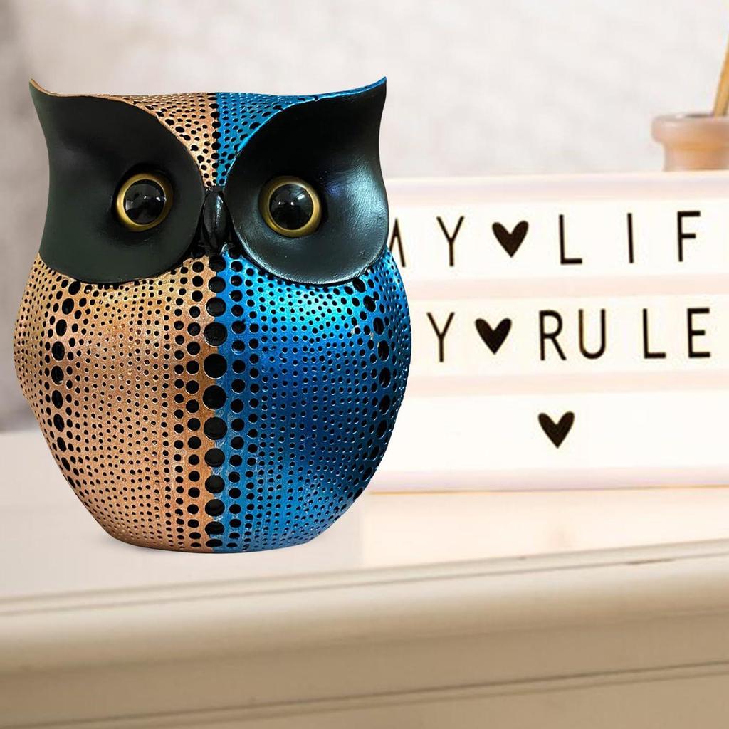 Современная стильная счастливая сова смола арт фигурка экспонат (Упаковка из 1 шт., розового и голубого цвета)