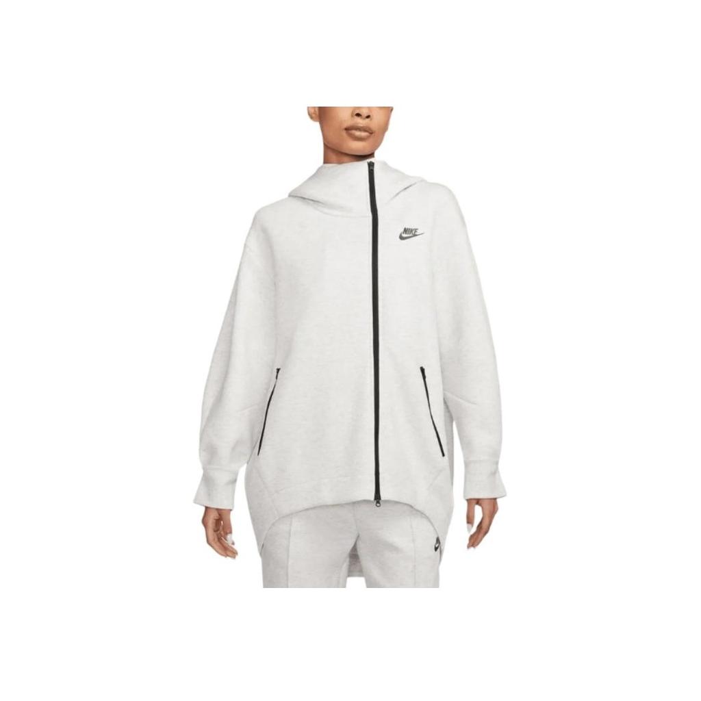 Nike Loose-Fit Solid Color Zip-Up Hooded Jacket Women Jackets Light-Grey FB8244-013