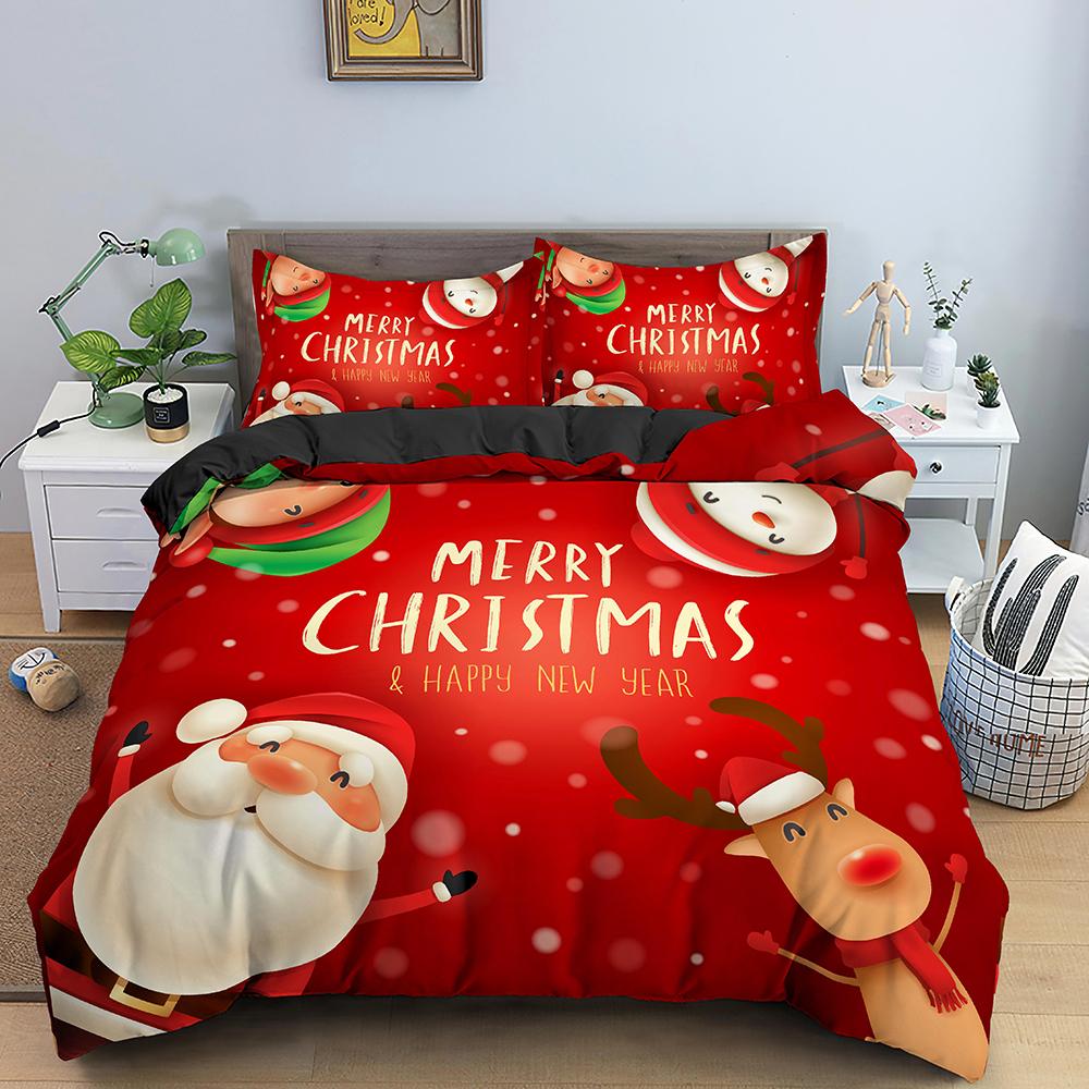 3D Merry Christmas King Queen Комплект постельного белья для детей с рисунком Санта-Клауса, снеговика, оленя, покрывало для пододеяльника, рождественское покрывало из полиэстера