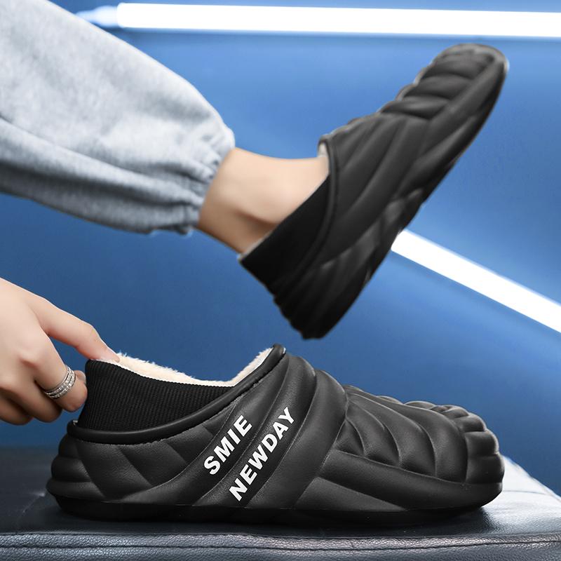 Теплая зимняя хлопковая обувь, женские теплые меховые домашние тапочки, нескользящие плюшевые тапочки из ЭВА, домашние тапочки для пар с толстой подошвой, шлепанцы