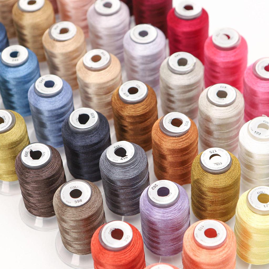 "40 Colors Polyester Embroidery Thread Set, 120D/2, 500m Spools for Home and Computer Embroidery Machines, 40WT"