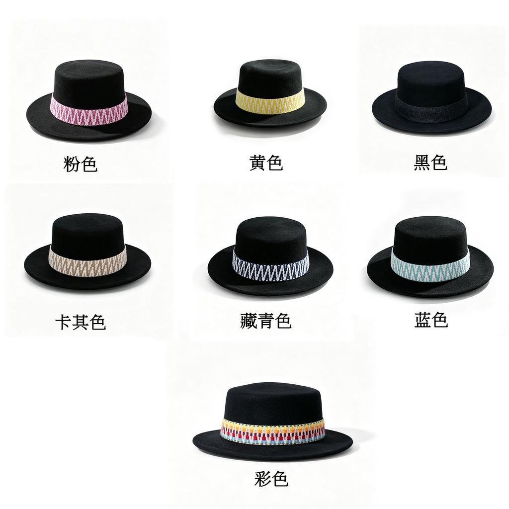 Hot-selling woolen top hat ethnic style webbing big-brimmed top hat for men and women in spring and autumn