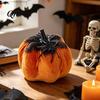 Retro Pumpkin Ornament Halloween Spider Ornaments, Spooky Tabletop Decoration, Holiday Showcase Decorations Glittering for Home Party Fall Decor Theme
