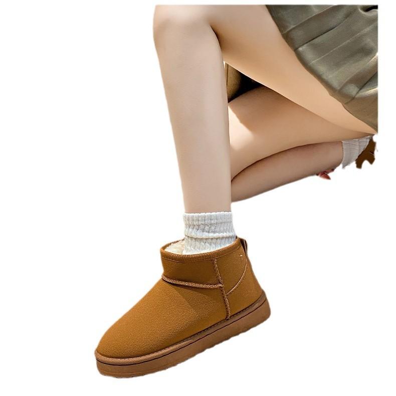 Женские зимние ботинки большого размера на толстой подошве 2024 года, новые утолщенные ботинки с ворсом, теплая хлопковая обувь