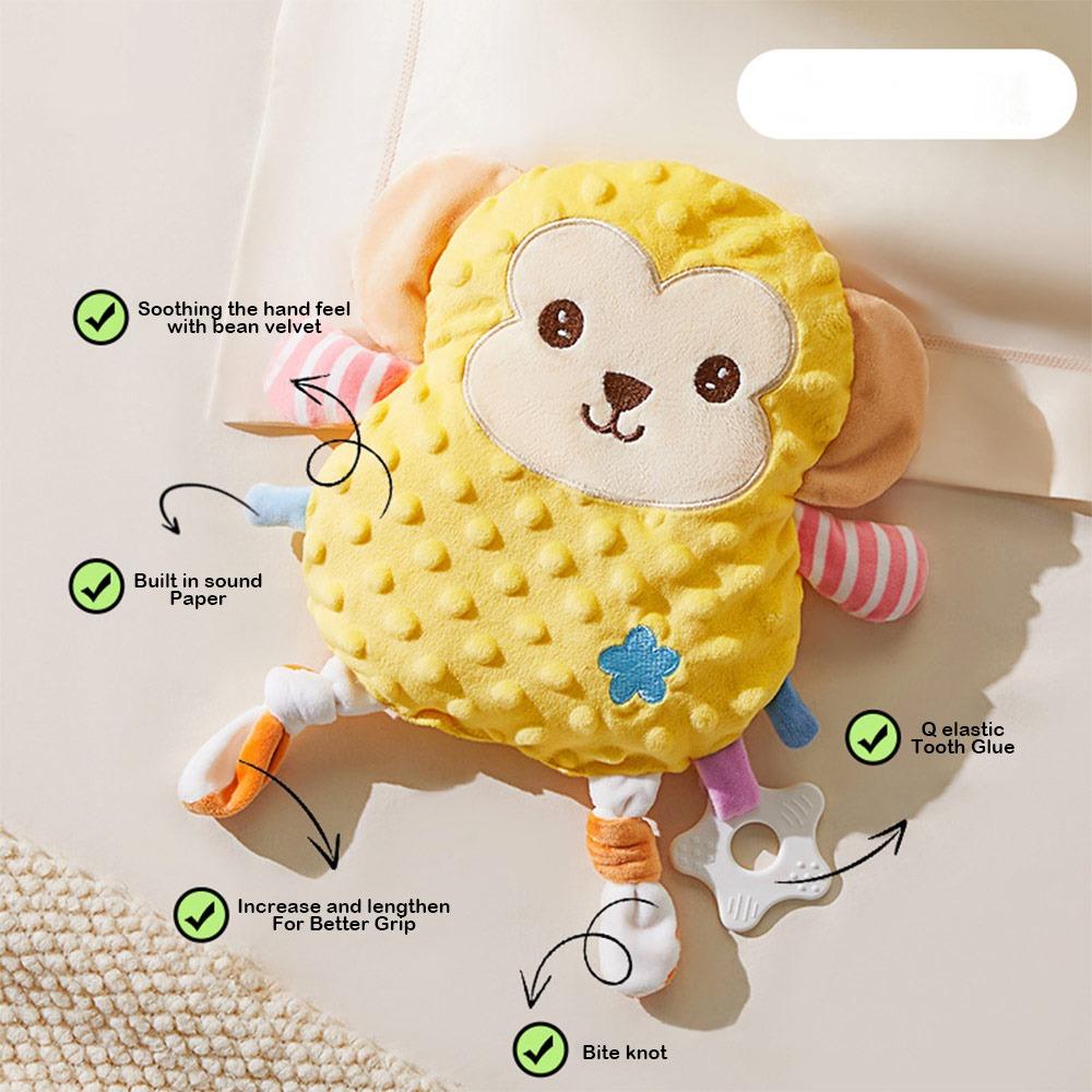 With Teether Baby Soothers Toys Cute Animal Plush Stuffed Doll Fun Soothing Pillow for Infant