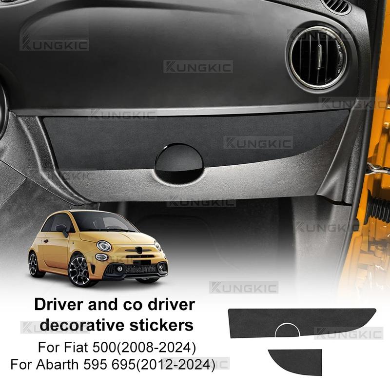 Top Suede Sticker For Fiat 500 2008-2024 Abarth 595/695 2012-2024 LHD RHD Car Copilot Passenger Box Interior Trim Accessories.