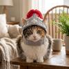 Soft Fabric Cat Samurai Helmet Hat Adjustable Strap Kitten Headgear  Pet Festival