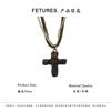 Vintage Gothic Punk Cross Pendant Necklace Men Women Heavy-Duty Alloy Chain With Brown Crucifix Charm Layered Chunky