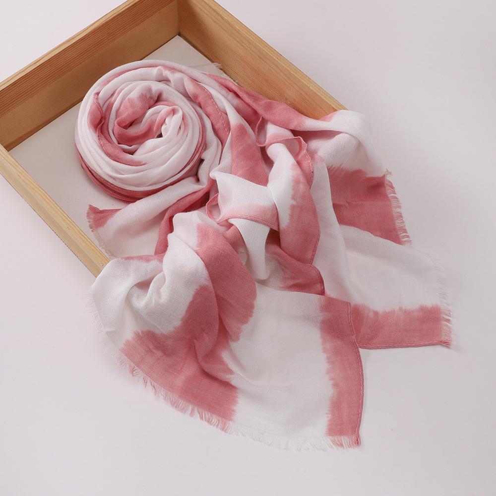 Muslim Tie-Dye Cotton Rayon Modal Hijab Long Scarf Islam Hijabs for Women's Turbans Soft Lightweight Head Wrap Scarf
