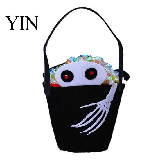 Large Capacity Candy Holder Halloween Trick or Treat Bucket for Kids, Pumpkin Face Ghost Bat Cat Bag Snack Basket, with Handle Party Favors Pattern
