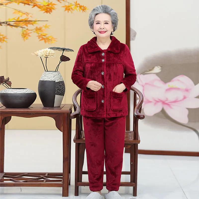 Пижамы, свободные зимние теплые брюки с длинными рукавами, домашний костюм, однотонный повседневный комплект из двух предметов