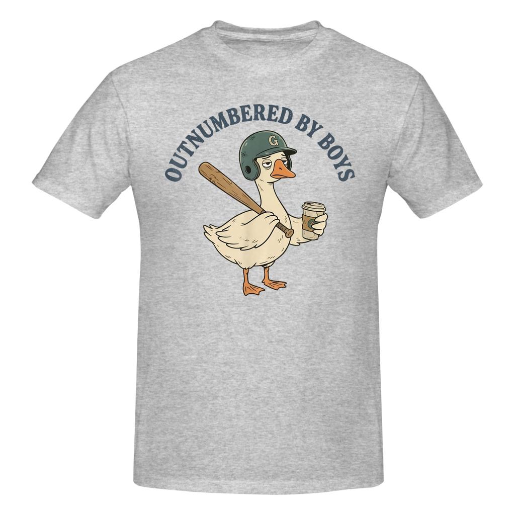 1 Piece Funny Mom Goose Mothers Day Outnumbered By Boys Baseball Funny Graphic 100 Cotton Tshirt Tops Tees For Unisex