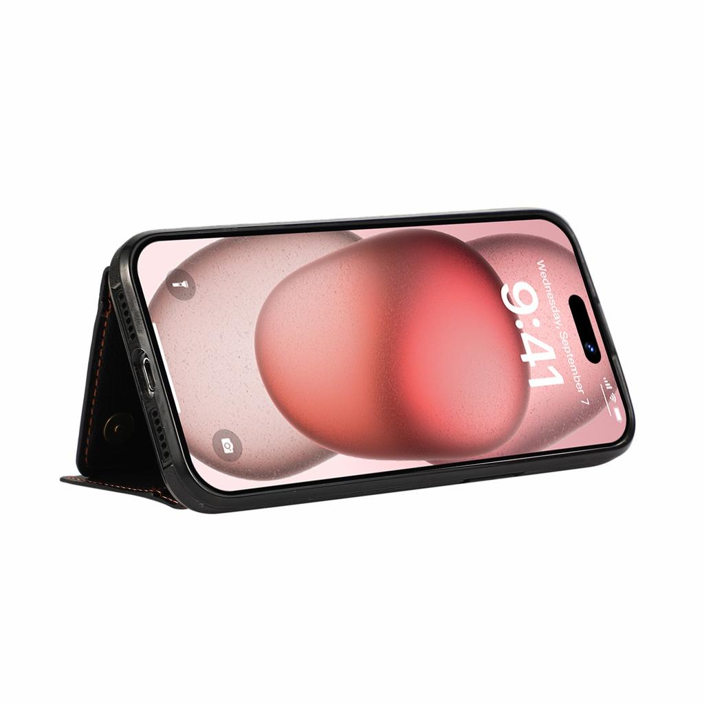 Кожаная задняя крышка для iPhone 15 Pro Max, кошелек на молнии, подставка, чехол для телефона с плечевым ремнем