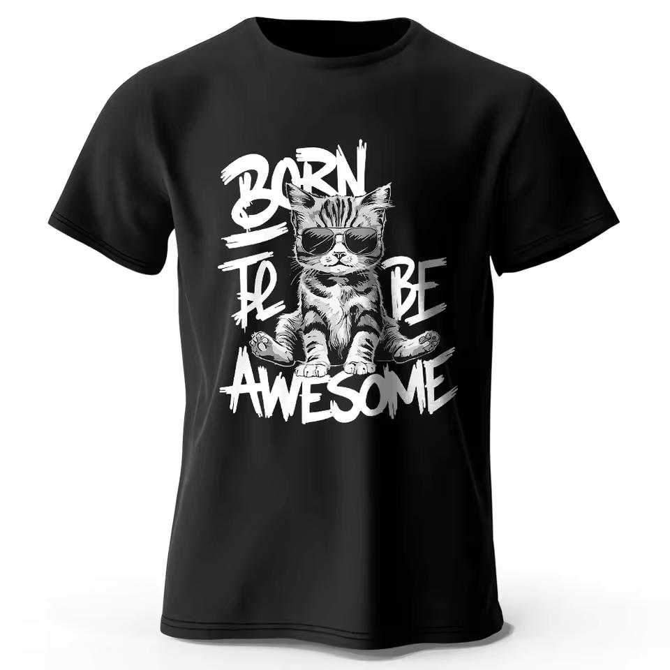 Mens Cool Cat T shirt 100% Cotton Oversized Handsome Feline Graphic Tee for Men and Women Streetwear Style