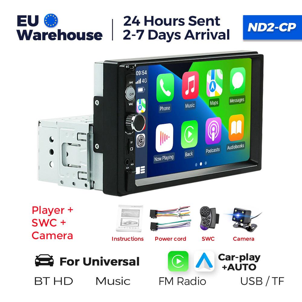 Navifly 7-inch HD Touch Screen 1 Din 2 DIN MP5 Player Multimedia Carplay+Auto Car Radio Universal For Honda Toyota Kia Hyundai