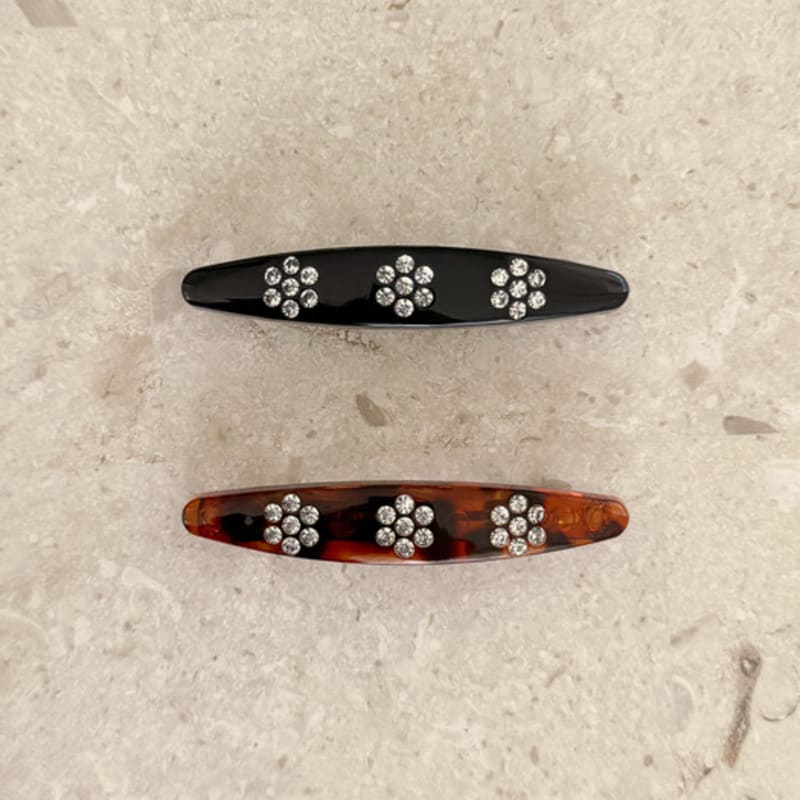 FANTASTIC PLANET oval cubic flower hair pin (2colors)