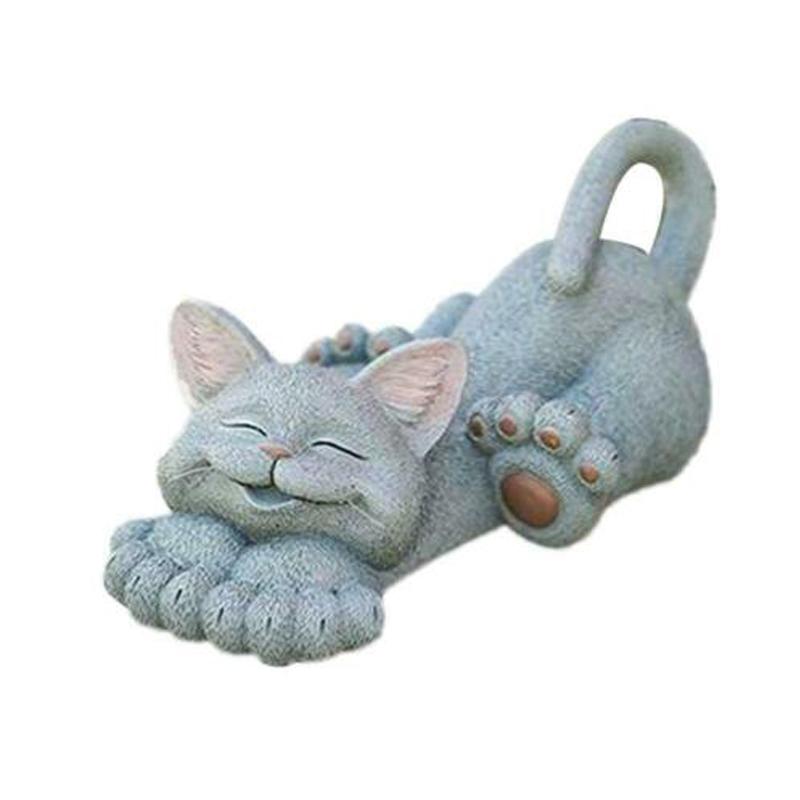 Statue Buddha Yoga Cat Sculpture Figurine Ornament Feature Garden Decor