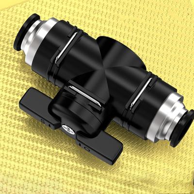 Пневматический быстроразъемный соединитель с ручным клапаном, черный BUC 6 мм 8 мм 10 мм 12 мм, клапан управления потоком воздуха для поворотного переключателя, ручной шариковый, ограничение тока