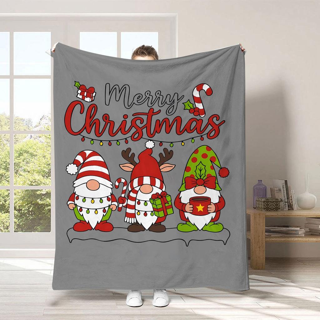 Holiday Special Gnome Custom Print Blanket Snowflake Hat Personalized Blanket for Bedroom Sofa Home Decor Seasonal Gift Use