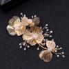 Gold Flower Luxurious Hairpin Clips Stable Grip Idyllic Flowers Headpiece for Gown Dress Hairstyle Making Tools