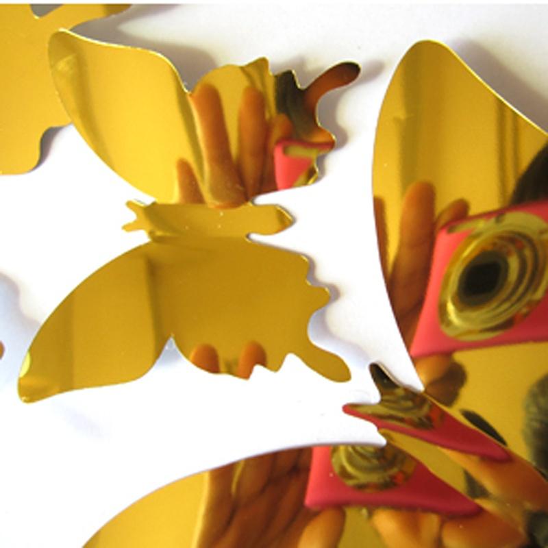 12Pcs/Set Modern 3D Mirror Acrylic Butterfly Home Decoration DIY Art Wall Stickers