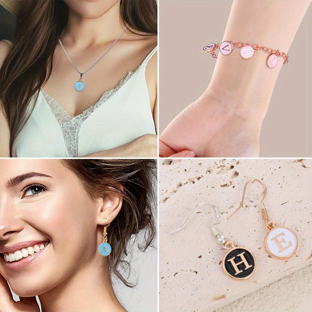 6/12/24PCS Alloy Material Jewelry Making Letter Pendant DIY Summer Beach Foot Chain Bracelet Earrings Wedding Party Gift Accessories