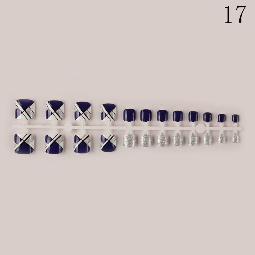 Fashion False Gel Glitter Strip Short Square Fake Toenails Toe Nails Nail Art Toes Nails Decor