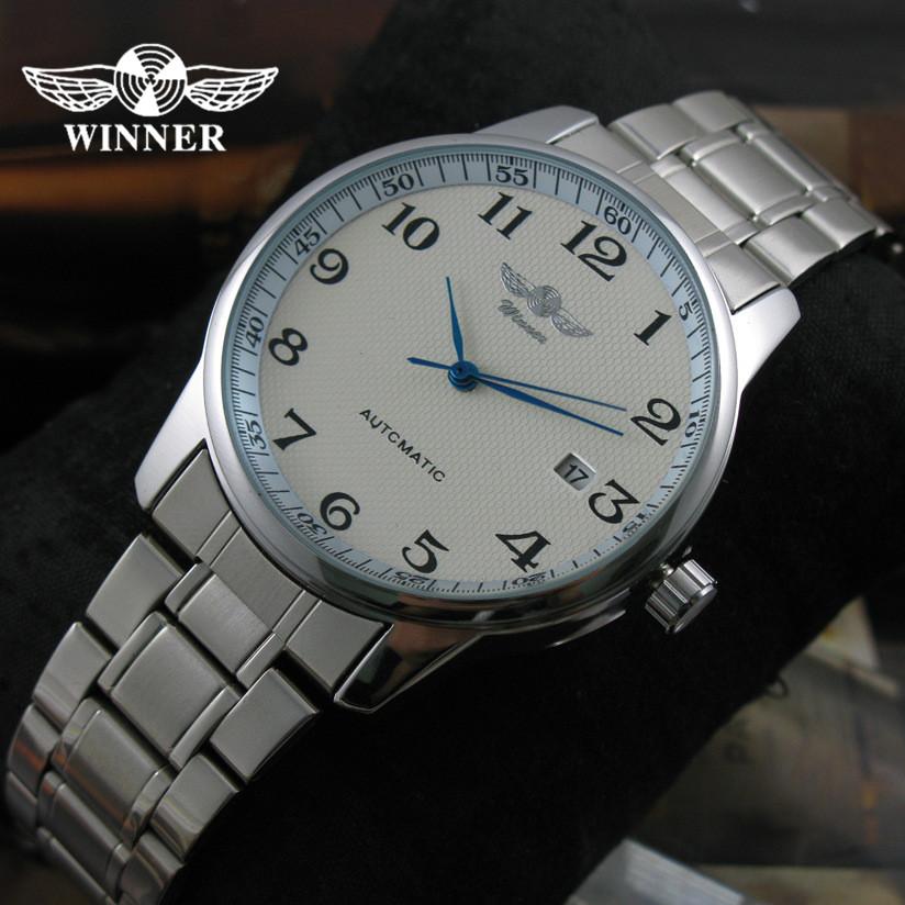 ПОБЕДИТЕЛЬ Мужские модные повседневные простые полностью автоматические механические часы со стальным ремешком