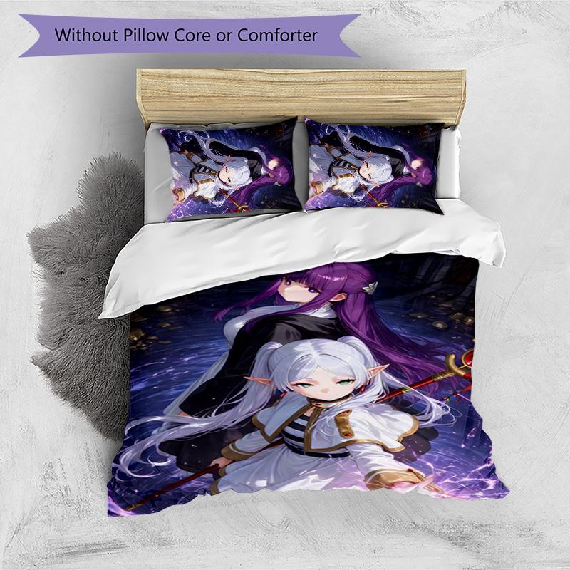 3pcs Frieren Design Cover Set - HD Printed Bedding with 1 Cover and 2 Pillowcases - Perfect for Home and Dorm Decor
